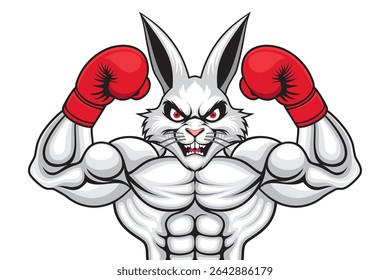boxing mascot rabbit vector illustration retro design