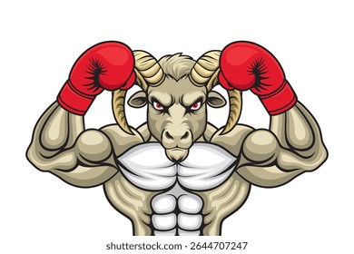 boxing mascot ram vector illustration retro design