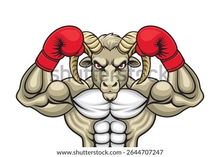 boxing mascot ram vector illustration retro design
