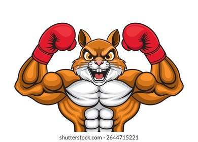 boxing mascot squirrel vector illustration retro design