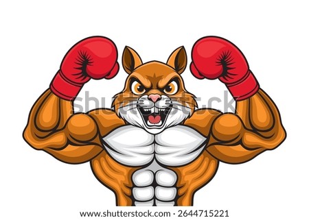 boxing mascot squirrel vector illustration retro design