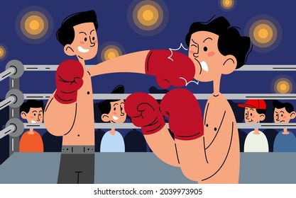 Ilustración vectorial plana de coincidencia de boxeo