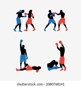 Boxing match pose with silhouette style