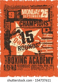  Boxing match vintage poster - Grunge vector artwork for boy sport wear in custom colors 