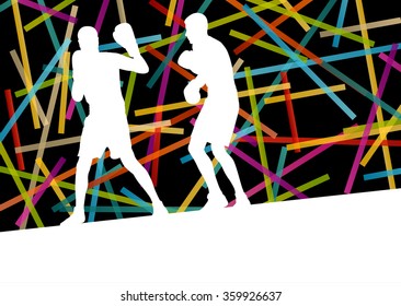 Boxing men in  abstract vector concept background illustration