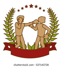 boxing men emblem icon image vector illustration design 