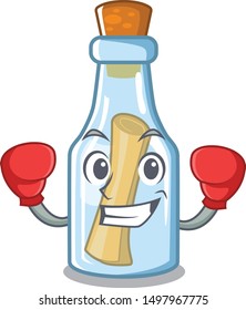 Boxing message in bottle isolated with cartoon