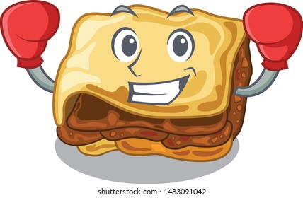 Boxing moussaka with in the mascot shape