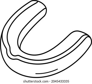 Boxing Mouth Guard. Vector Outline Illustration.