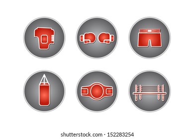 Boxing or Muay icons set - Vector illustration