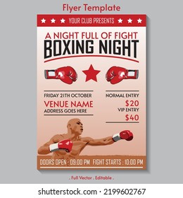 Boxing Night Vector Flyer Template