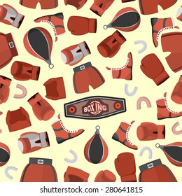Boxing objects Seamless Pattern background. Gloves and helmet. Sport vector Illustration