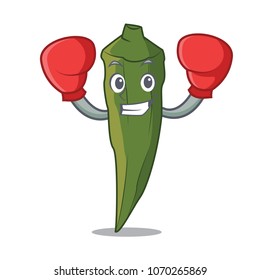 Boxing Okra Character Cartoon Style