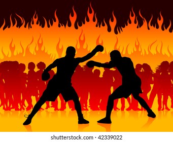 boxing on abstract red background