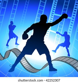 boxing on film strip background
