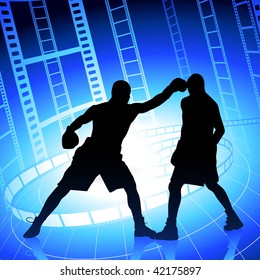 boxing on film strip/reel background