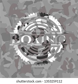 Boxing on grey camo texture