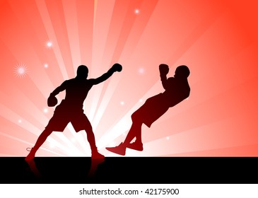 boxing on red background