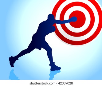 boxing on red target background