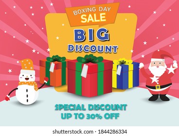 Boxing open day sale.Creative gift of boxing day for sale symbol.promotion,poster,social media, marketing, celebration,champagne,gift,happy,Vector concept champagne and Discount .