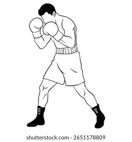 Boxing Outline Illustration Fighter Digital Drawing Line art Sport