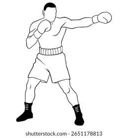 Boxing Outline Illustration Fighter Digital Drawing Line art
