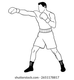 Boxing Outline Illustration Fighter Digital Drawing Line art Character 