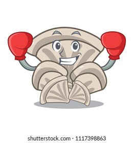Boxing oyster mushroom character cartoon