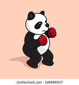 Boxing panda vector icon illustration