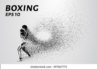 The Boxing of the particles. A boxer trains and coming out of it little point.