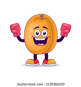 Boxing peach cartoon mascot character vector illustration design