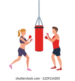 boxing people  cartoon
