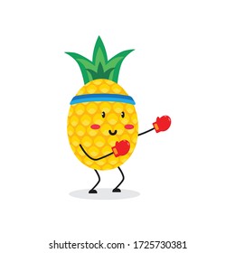 Boxen Ananas Frucht süße Figur Maskottvektor-Design