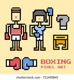 Boxing Pixel Art. Elements Design. Illustration and icon.