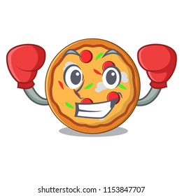 Boxing pizza character cartoon style