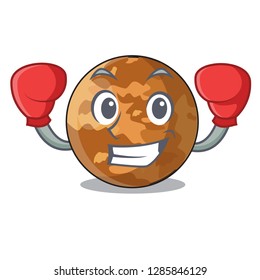 Boxing planet mercury above the sky cartoon