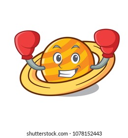 Boxing planet saturnus character cartoon