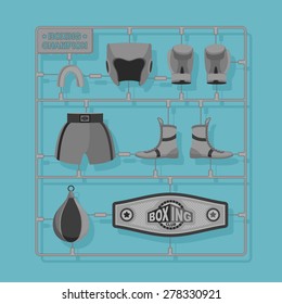 Boxing plastic modeling part. Vector illustration