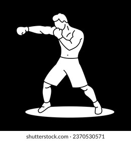 Boxing player color concept. Martial art isolated on color background. Digital illustration for web page, mobile app, promo.