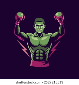 Boxing player illustration in flat style