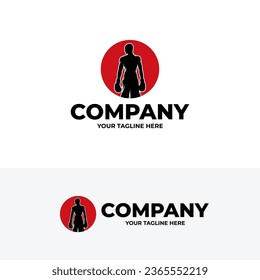 Boxing player logo design template