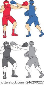 Boxing player (male) illustration set