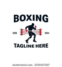 Boxing player silhouette logo design