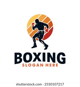 Boxing player silhouette logo design