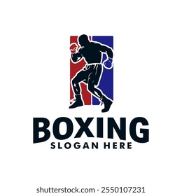 Diseño de logotipo de silueta de jugador de boxeo