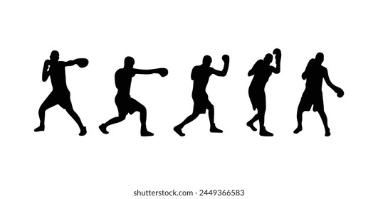Boxing player silhouette. Silhouette of a male boxing player isolated on a white background.