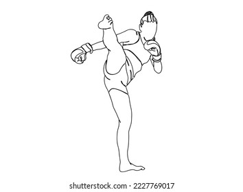 Boxing Player Single line art drawing, black and white minimal Vector illustration. for Logo, Wall décor