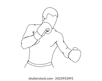 Boxing Player Single Line Drawing