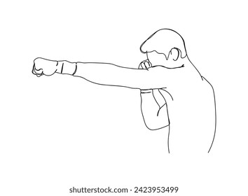 Boxing Player Single Line Drawing