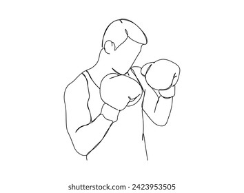Boxing Player Single Line Drawing